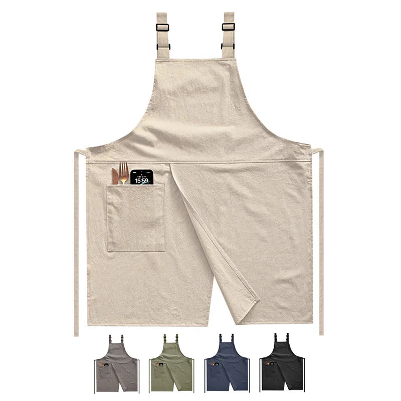 Cotton Linen Kitchen Apron