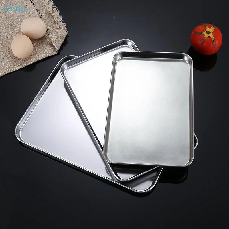 Set of stainless steel roasting trays in three sizes
