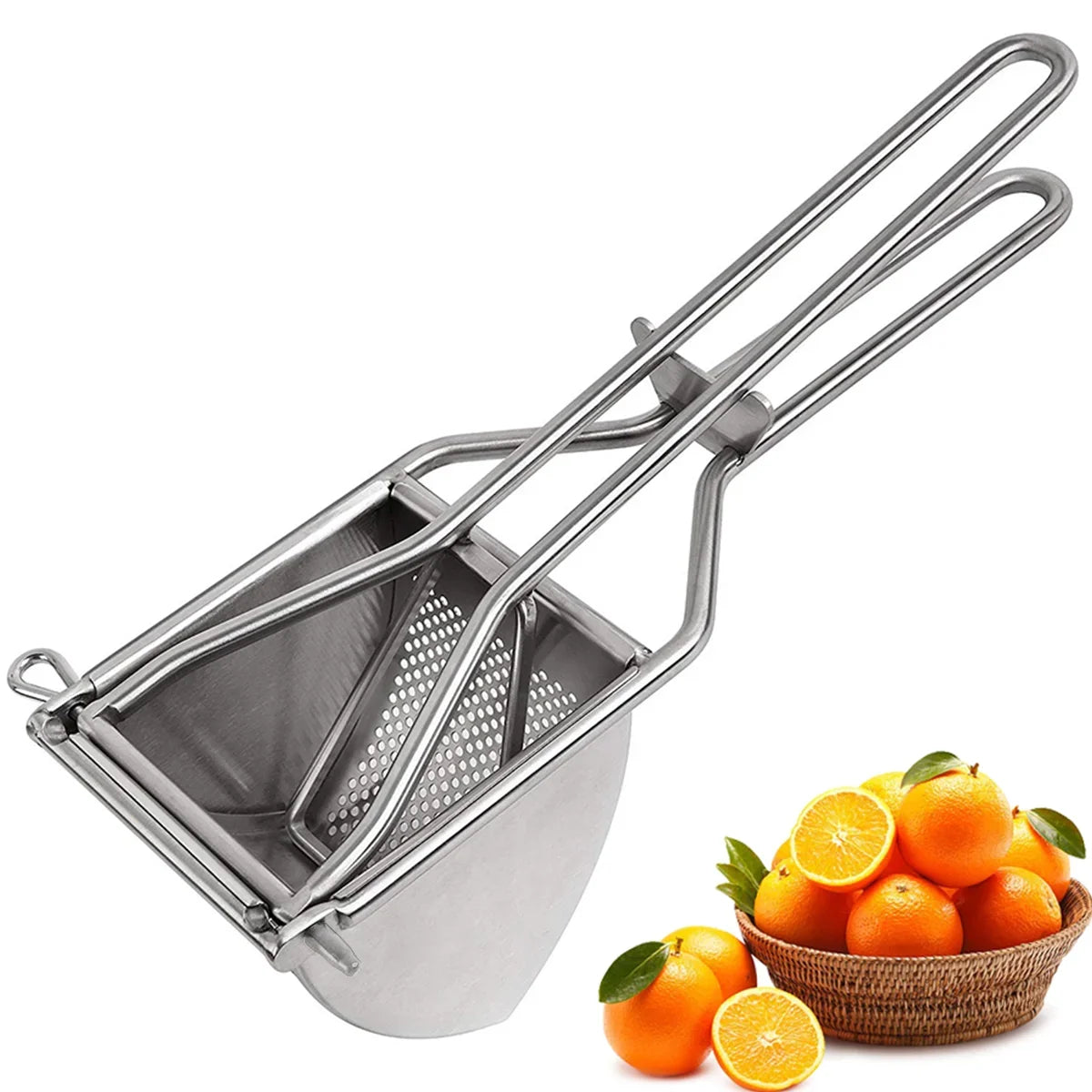 Stainless steel potato ricer