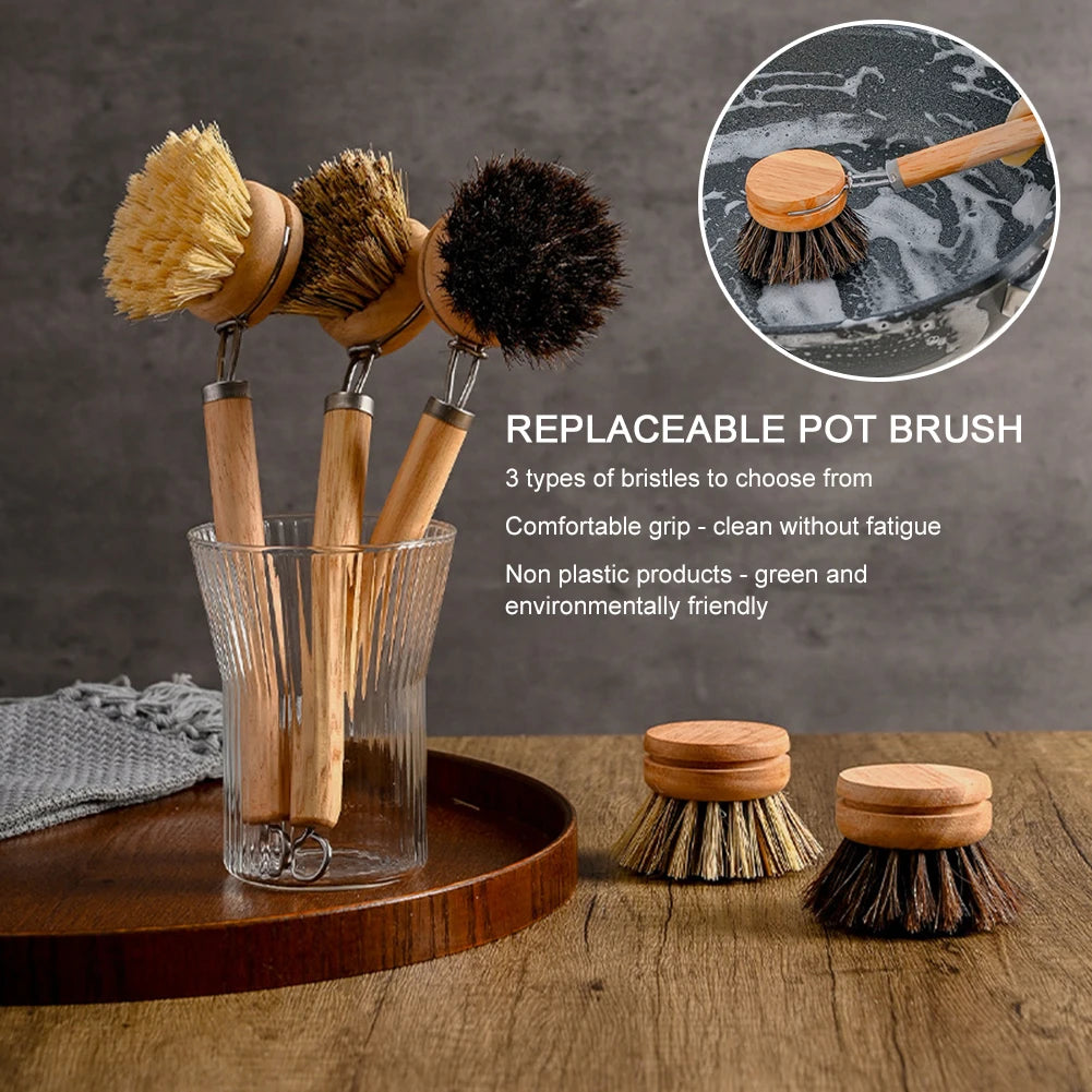 Wooden Dish Brush with Replaceable Head