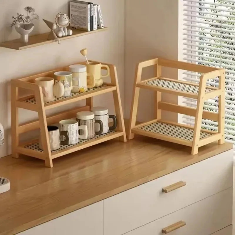 Two-Tier Bamboo Countertop Shelf