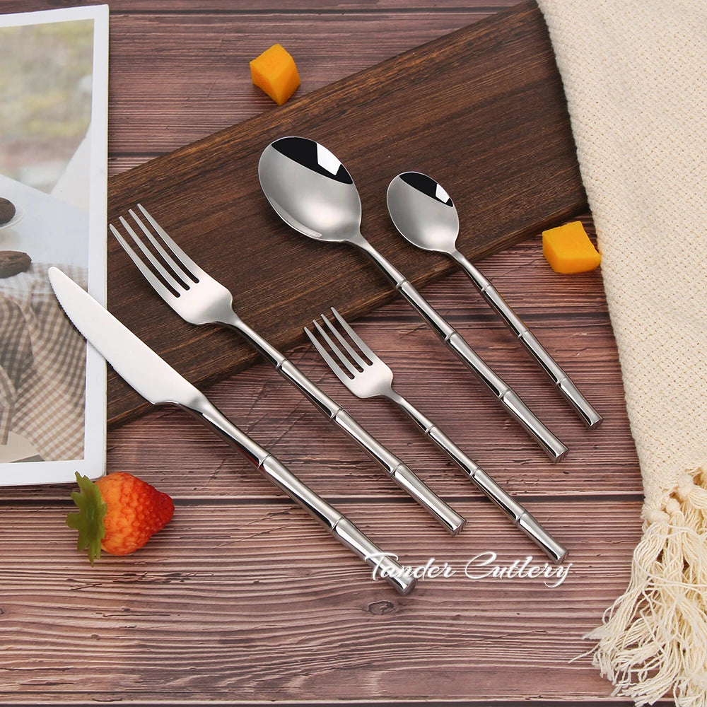 Bamboo-Handle Stainless Steel Cutlery