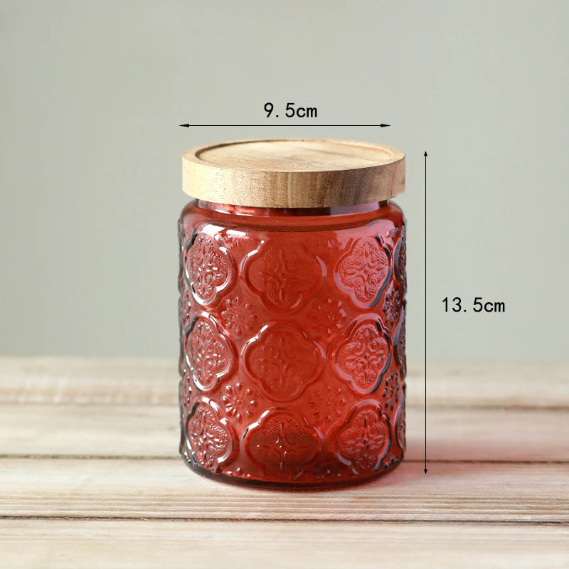 Glass Kitchen Storage Jar with Wood Lid