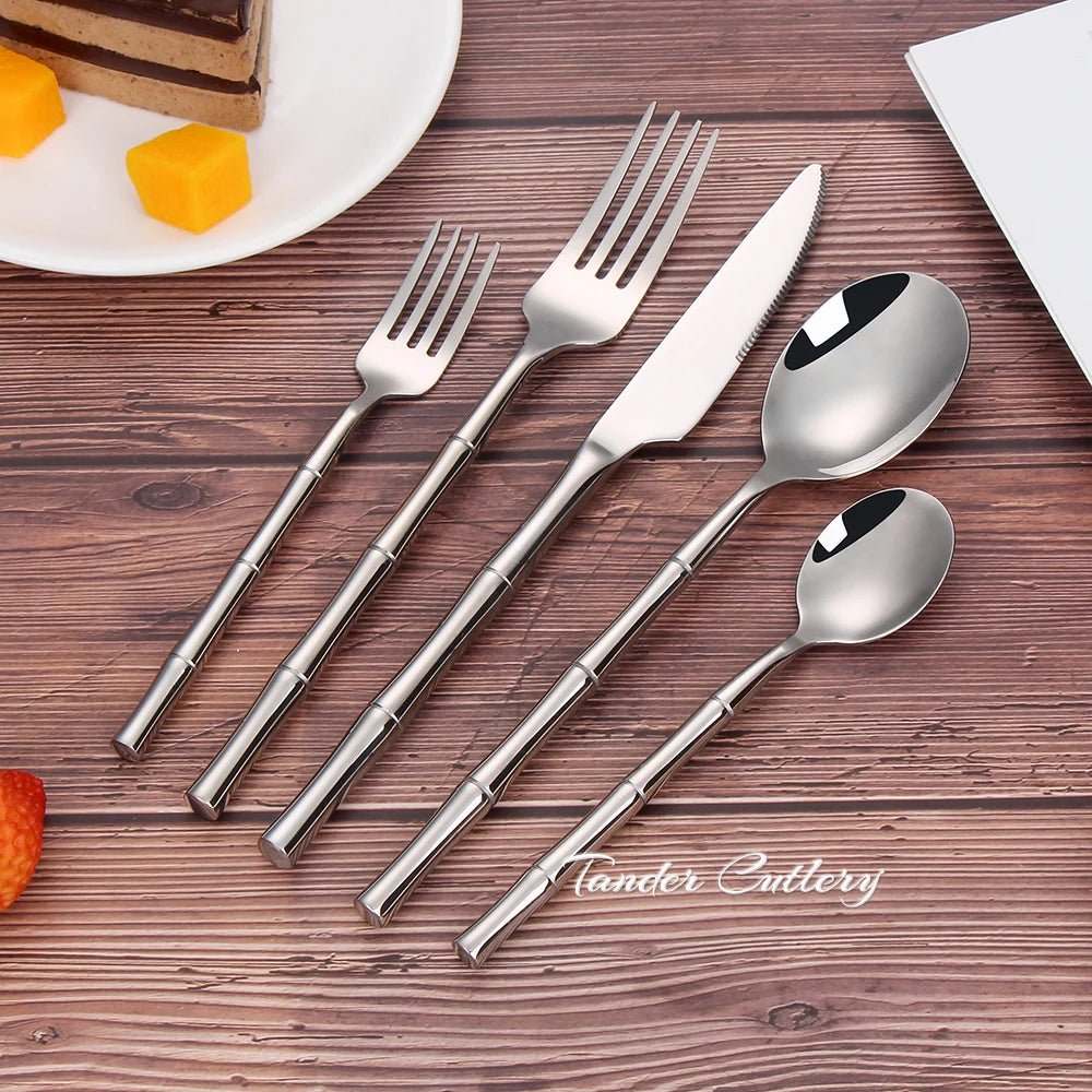 Bamboo-Handle Stainless Steel Cutlery