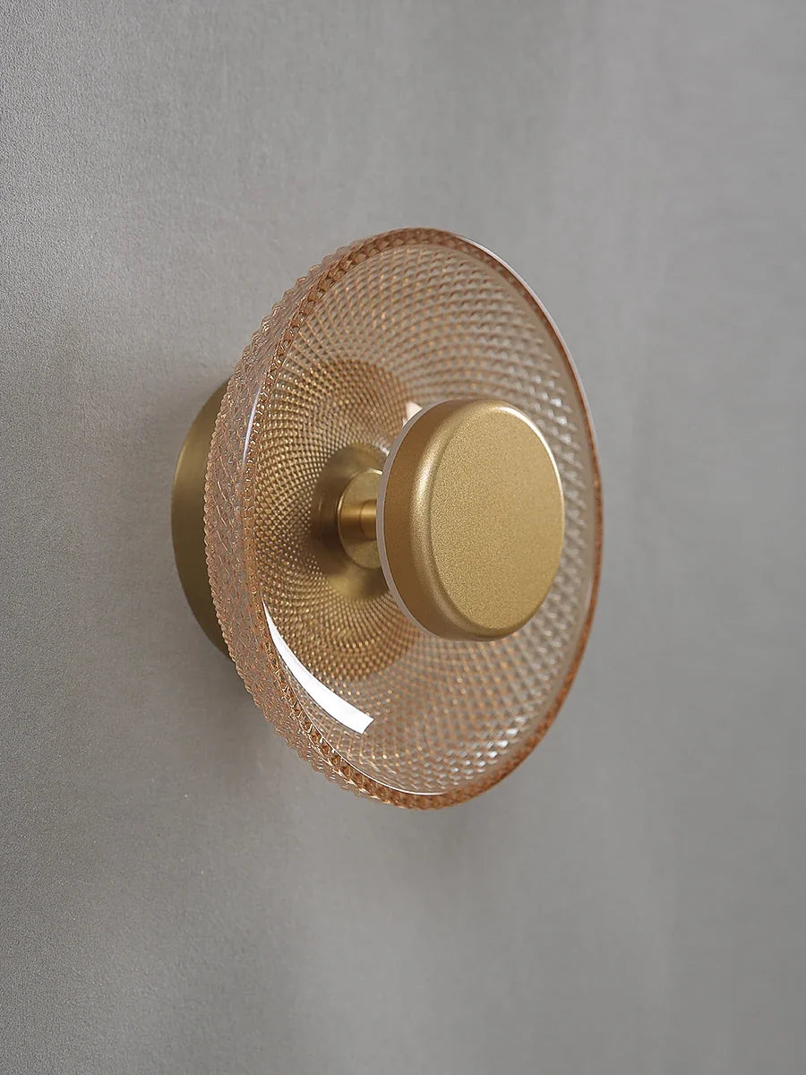 Applique murale moderne en verre coloré | Disque LED texturé