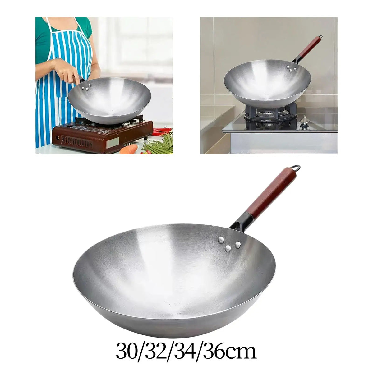 Wok Pan with Wooden Handle
