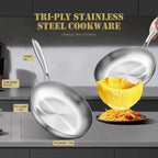 Uncoated Stainless Steel Frying Pan