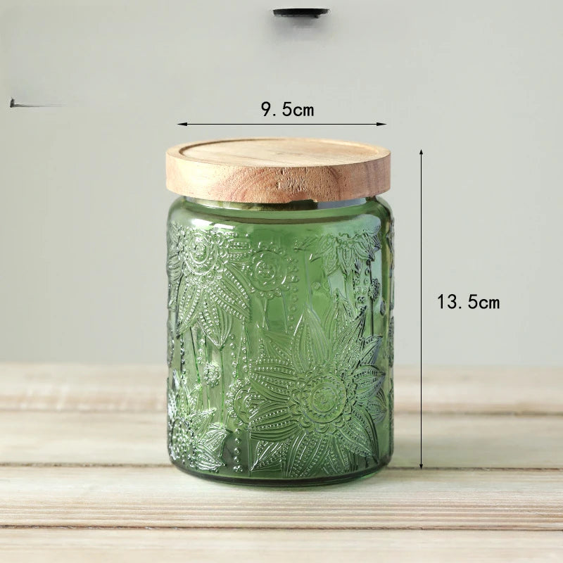 Glass Kitchen Storage Jar with Wood Lid