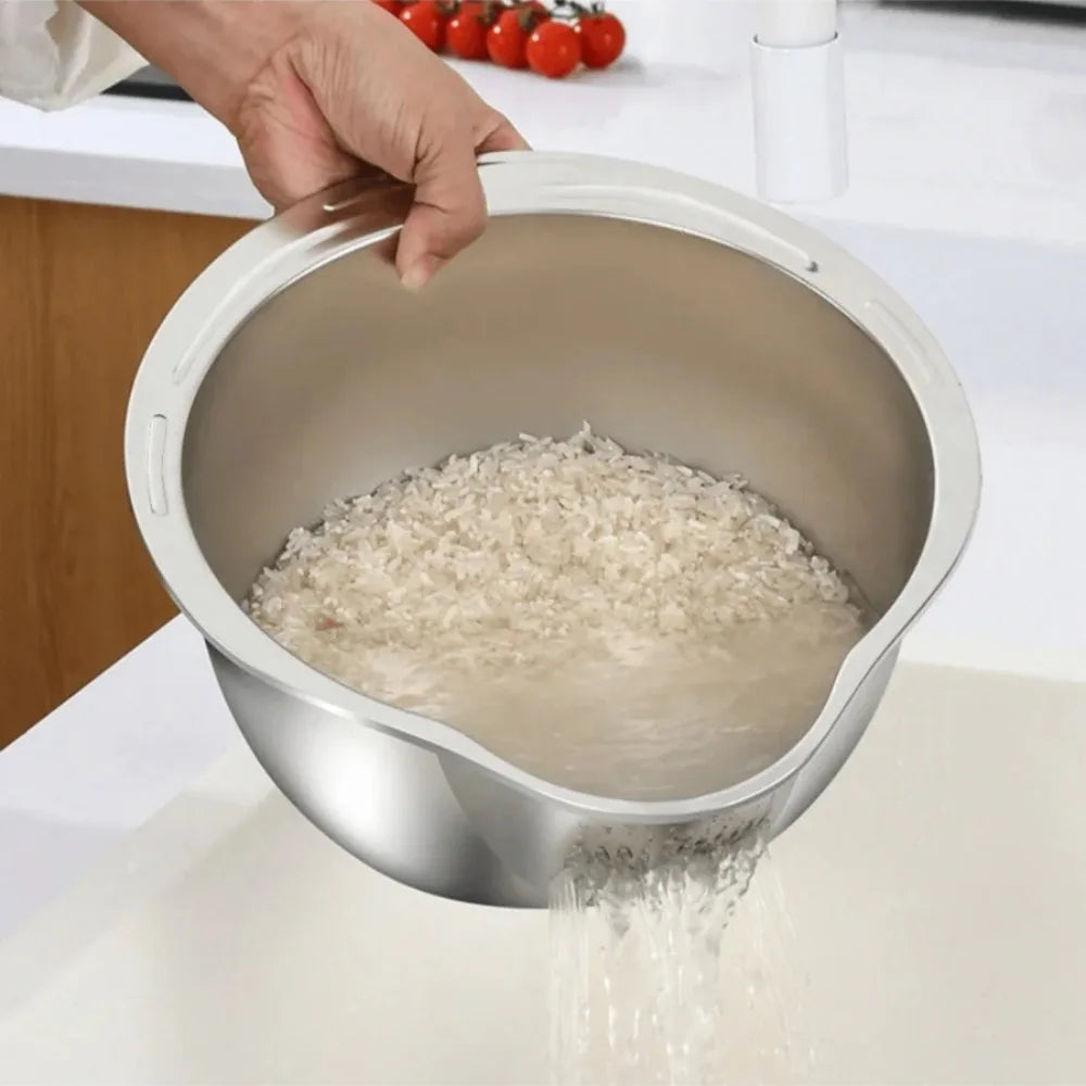Stainless Steel Rice Washing Bowl