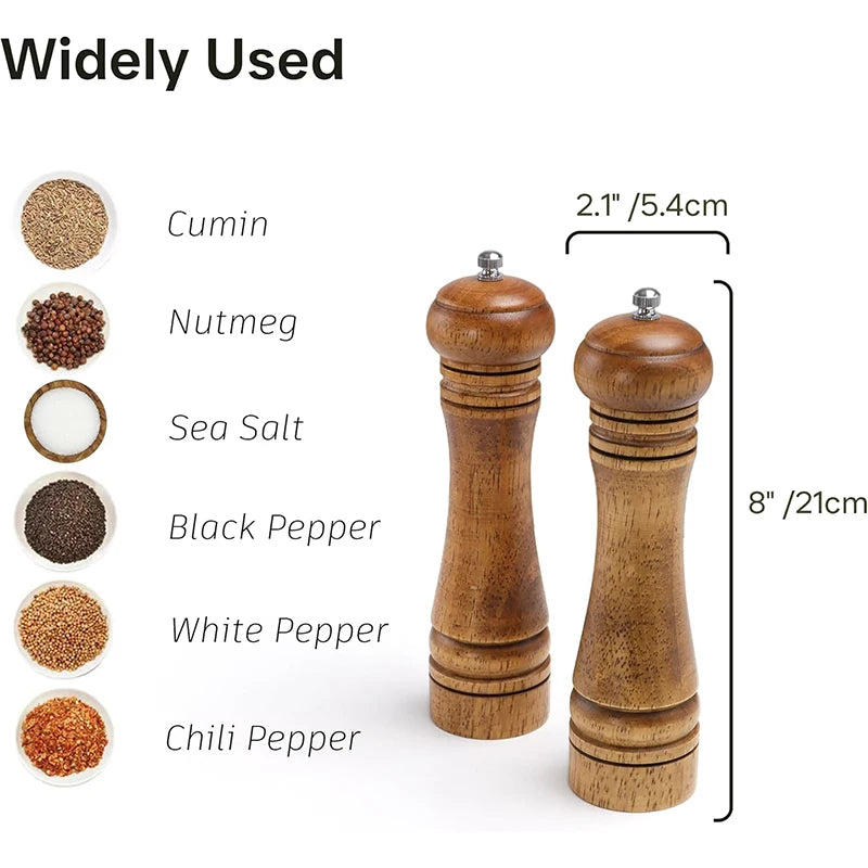 Wooden Salt & Pepper Grinder Set