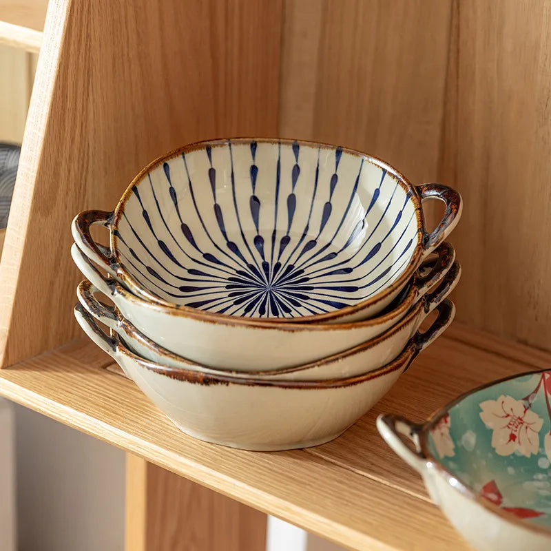 Ceramic Noodle Bowl with Handle