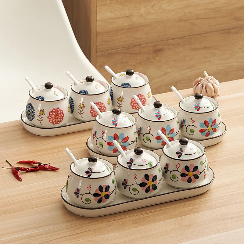 Hand-Painted Ceramic Spice Set