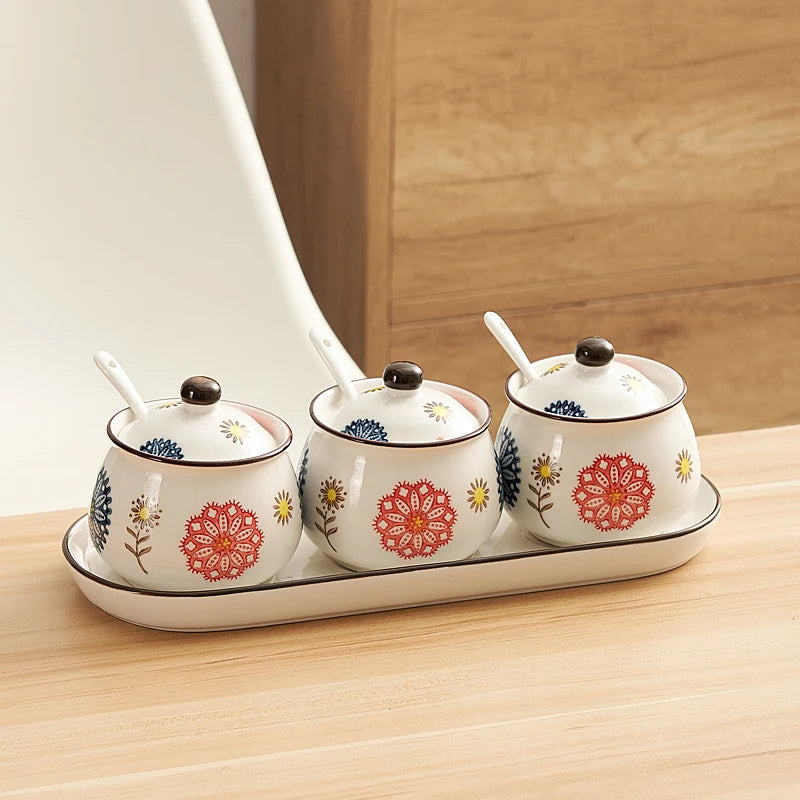 Hand-Painted Ceramic Spice Set