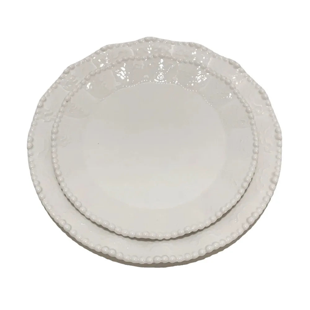 Pearl-Edge Ceramic Plates & Bowls