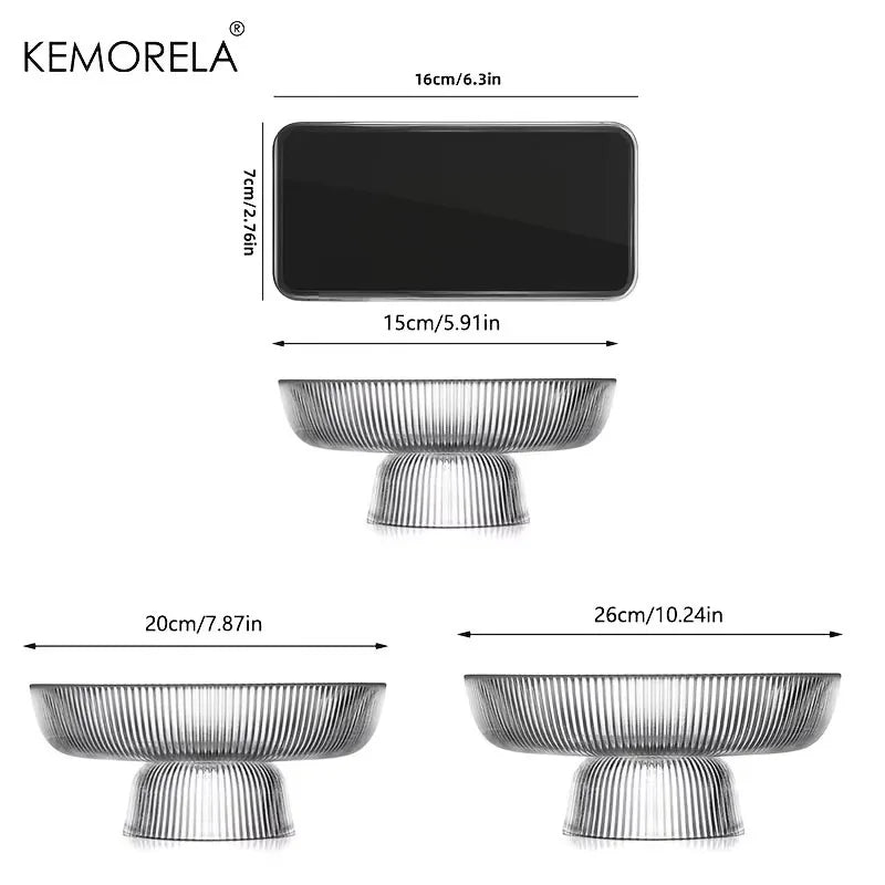 Ribbed Glass Fruit Bowl