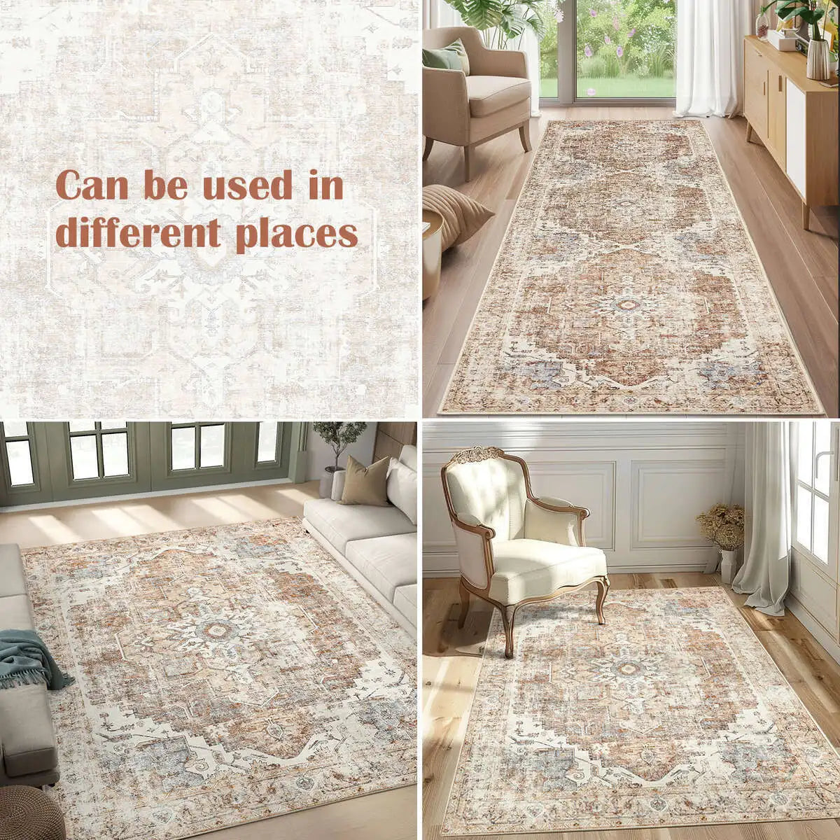 Heritage Medallion Rug | Foldable Non-Slip Oriental Style Carpet