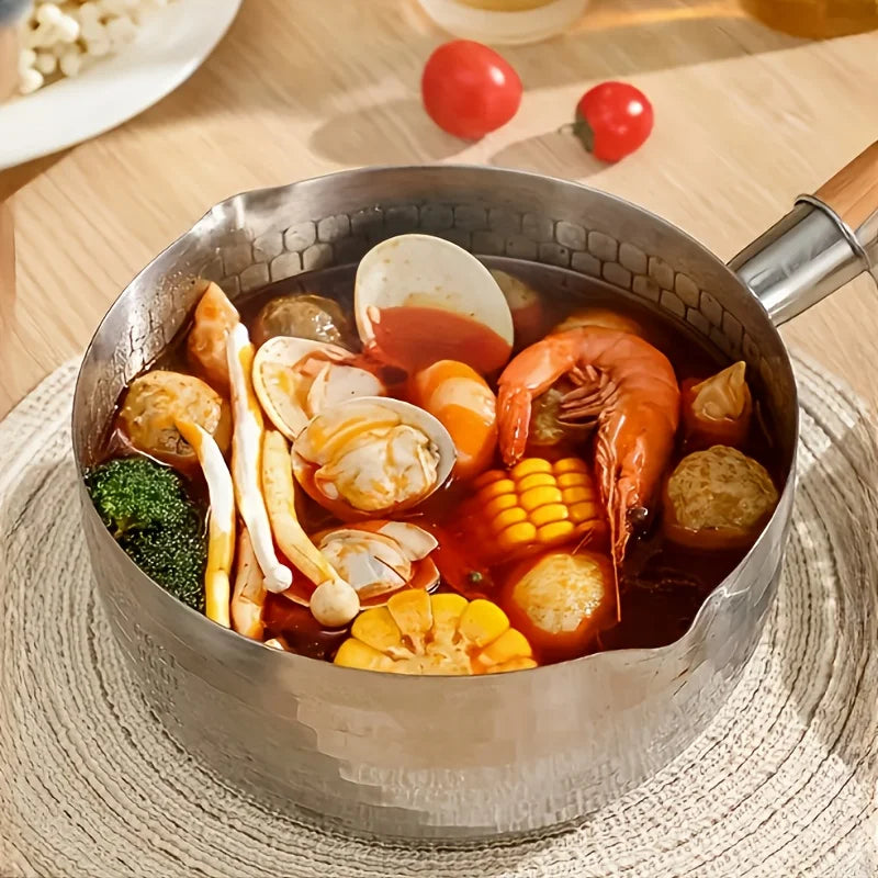 Stainless Steel Milk Pan with Wooden Handle