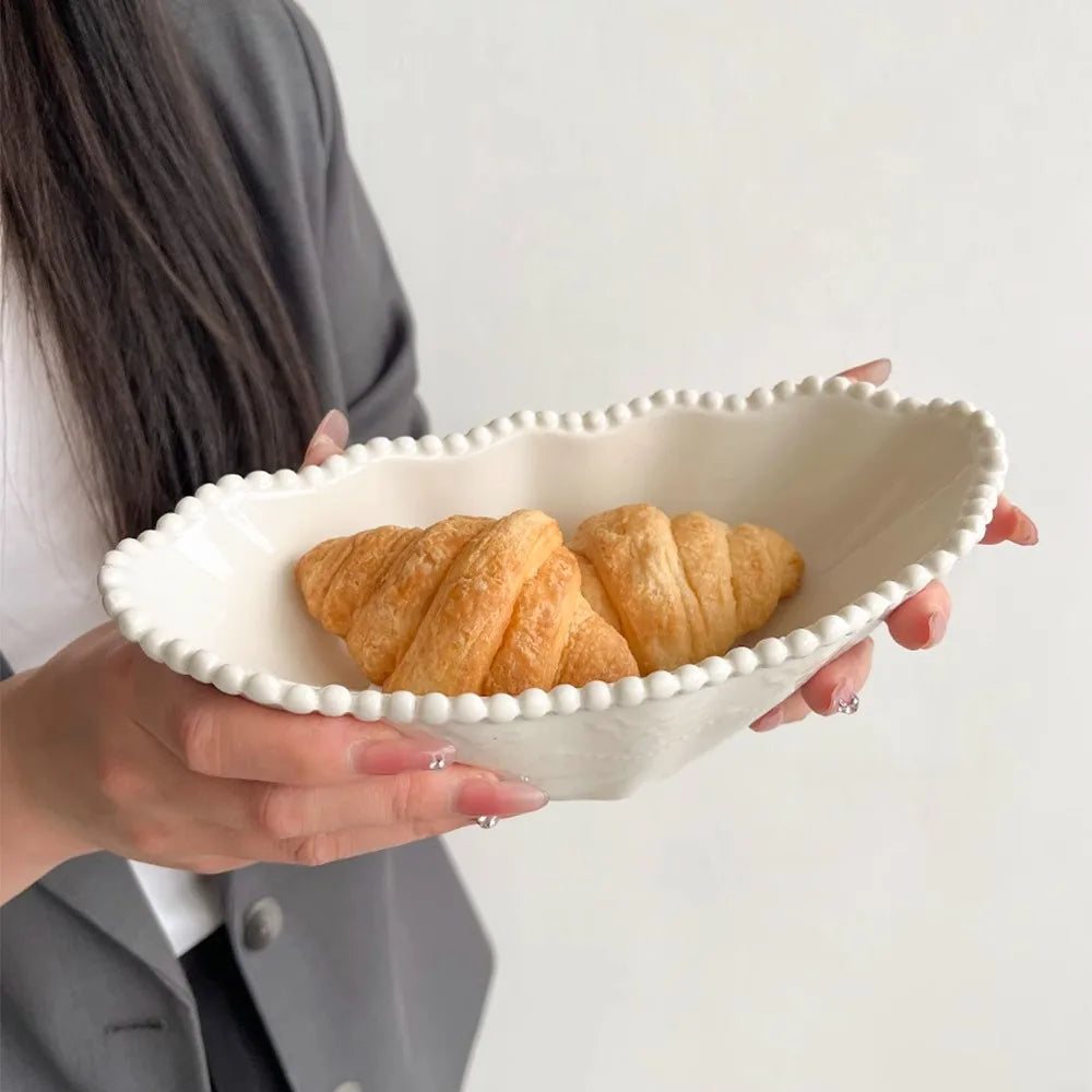 Pearl-edge ceramic plates and bowls