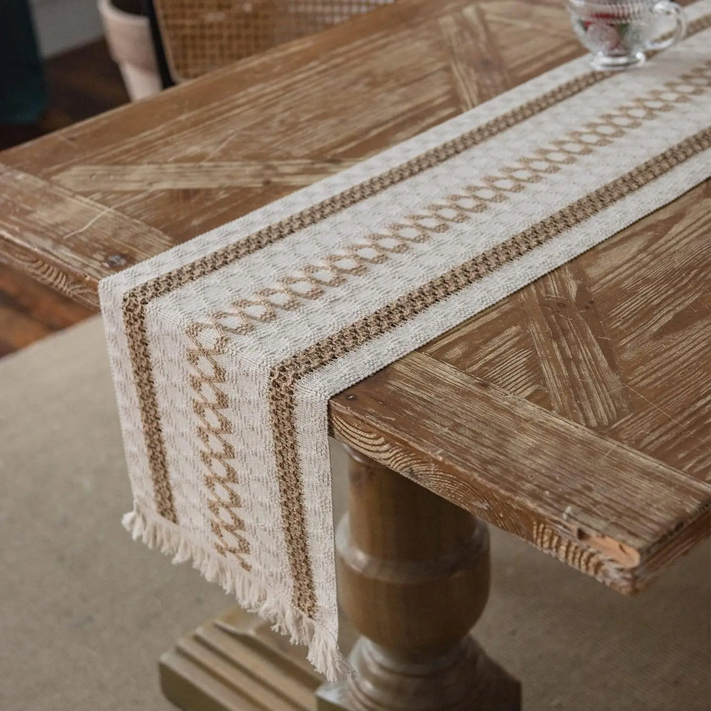 Tasselled Cotton Linen Table Runner
