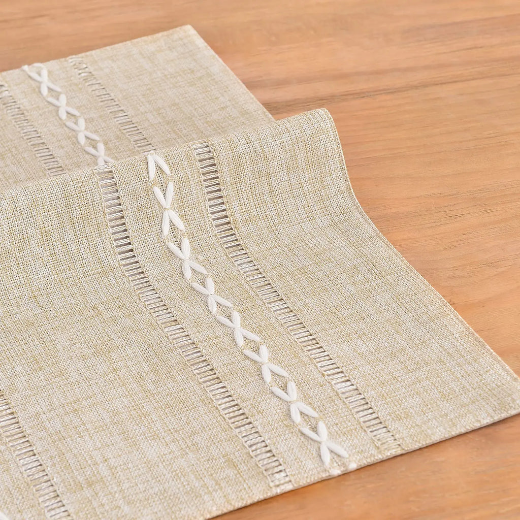 Hemstitched Cotton Linen Placemats, Set of 4