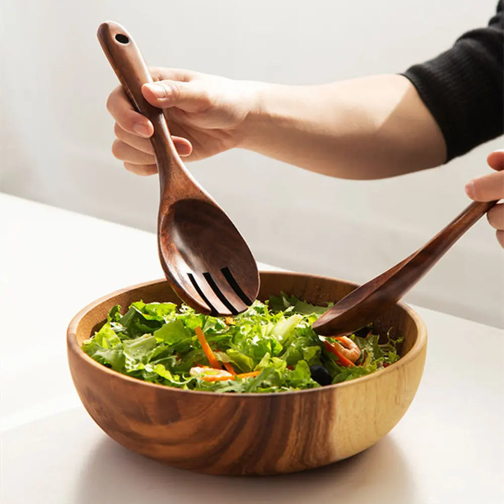 Large Acacia Wood Salad Bowl