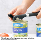 Opening a tin with a heavy-duty can opener