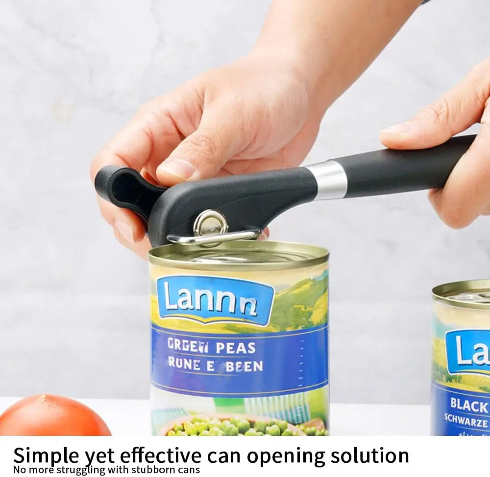 Opening a tin with a heavy-duty can opener