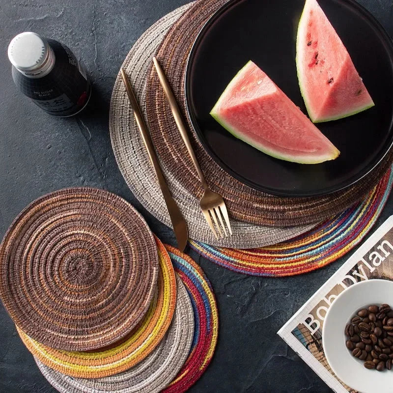 Woven Cotton-Linen Placemat & Coaster