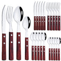 Wooden-Handled Cutlery Set, 24 Pieces