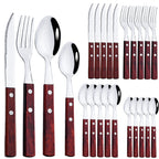 Wooden-Handled Cutlery Set, 24 Pieces