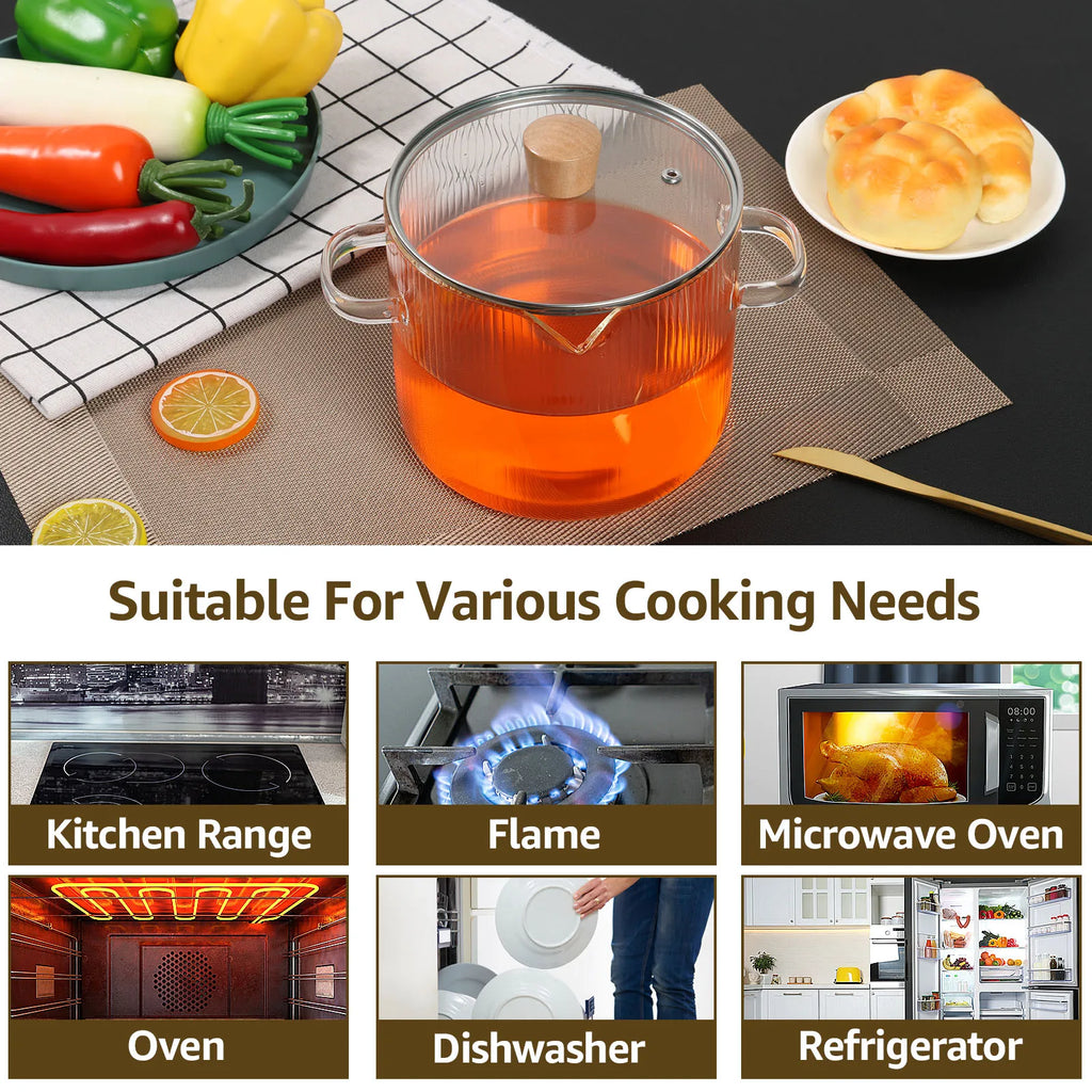 Glass Cooking Pot with Lid