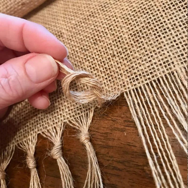 Natural Jute Table Runner with Tassels