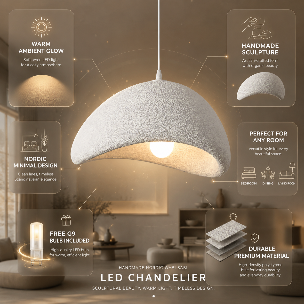 Zenith Glow | Modern LED Chandelier | Nordic Design & Handmade Quality