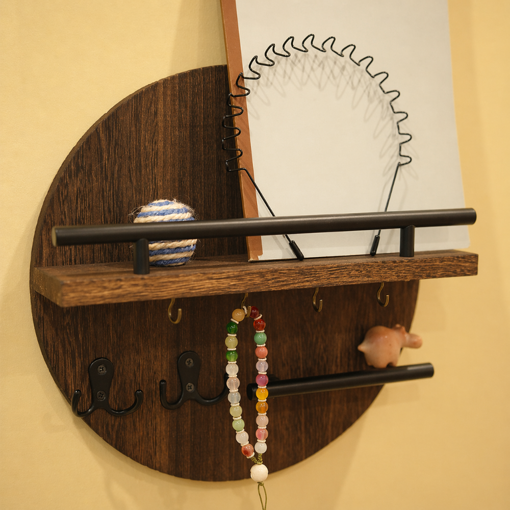 Porte-clés mural rond en bois | Élégant et écoresponsable