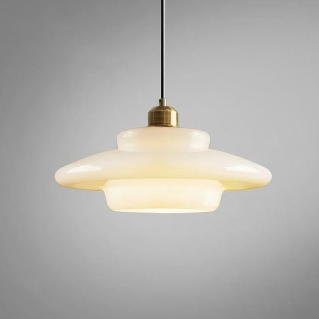 Suspension en verre blanc | Élégance moderne du milieu du siècle