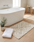 Bath mat styled in a modern bathroom