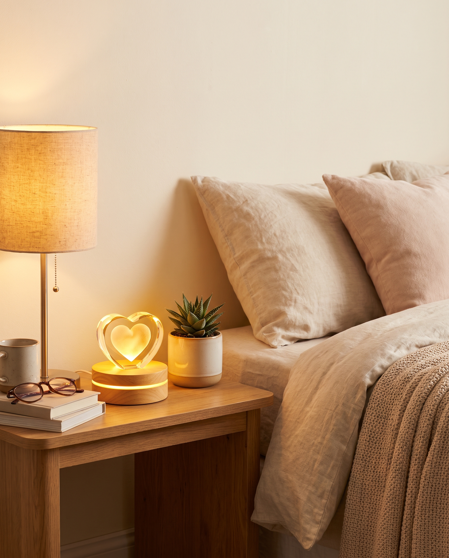 Stellora crystal night light styled on a bedroom nightstand