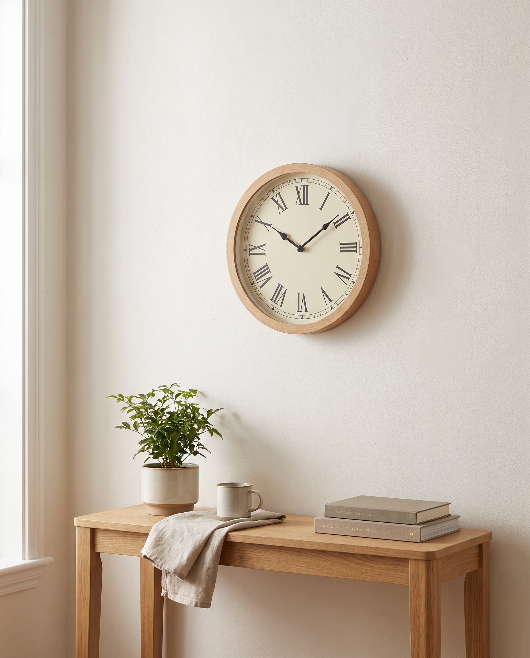 Nordic Wall Clock styled above a console table