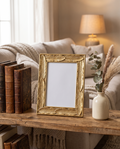 Brooks tabletop photo frame styled on a shelf
