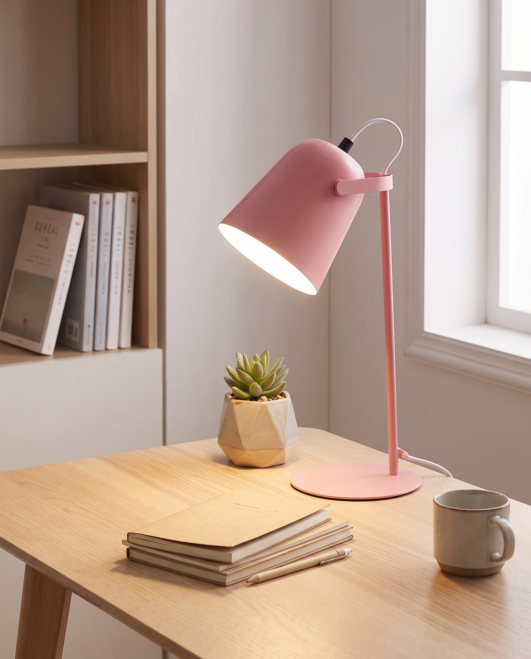 Nordic LED desk lamp styled on a study desk