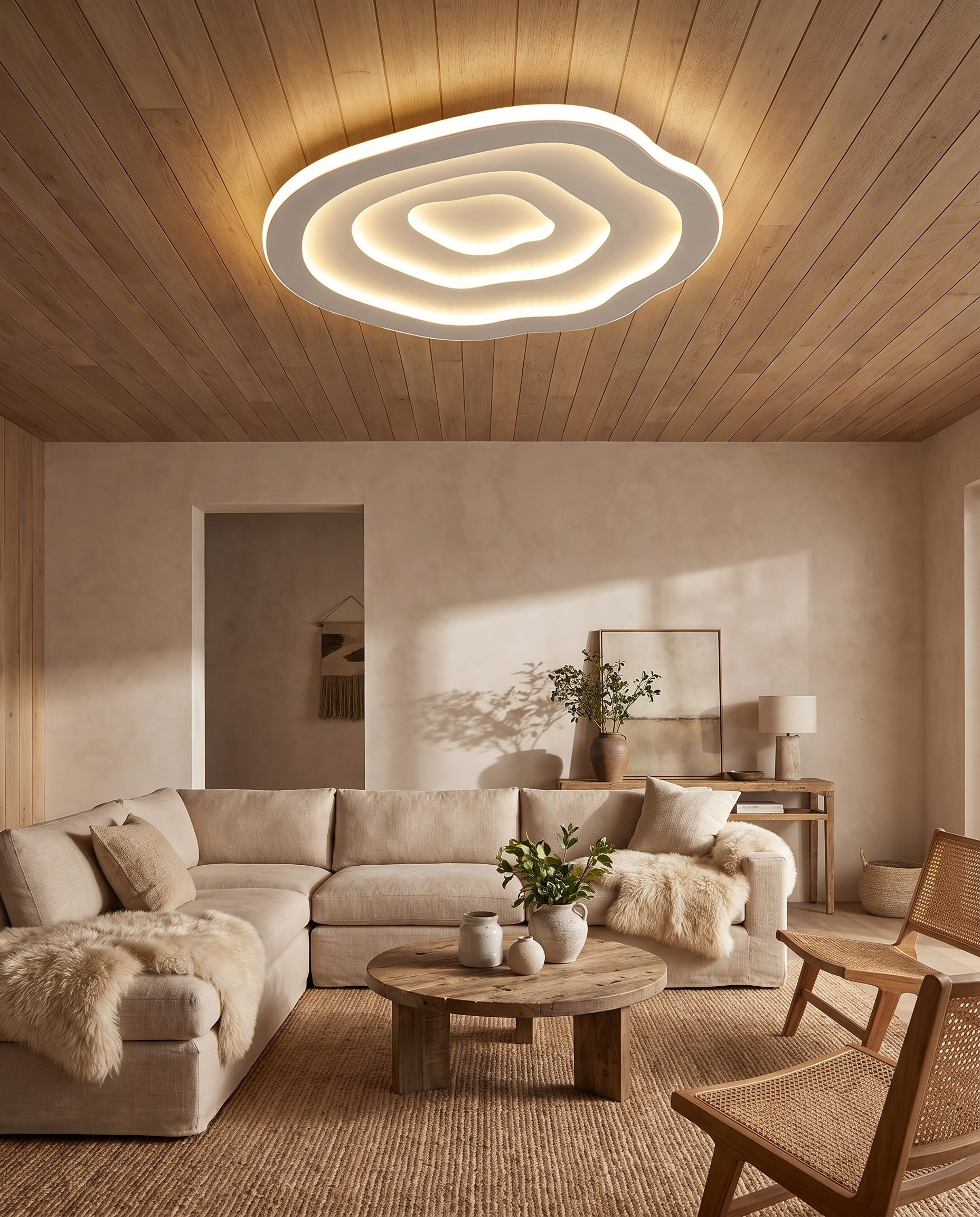 Ripple LED ceiling lamp styled in a modern living room