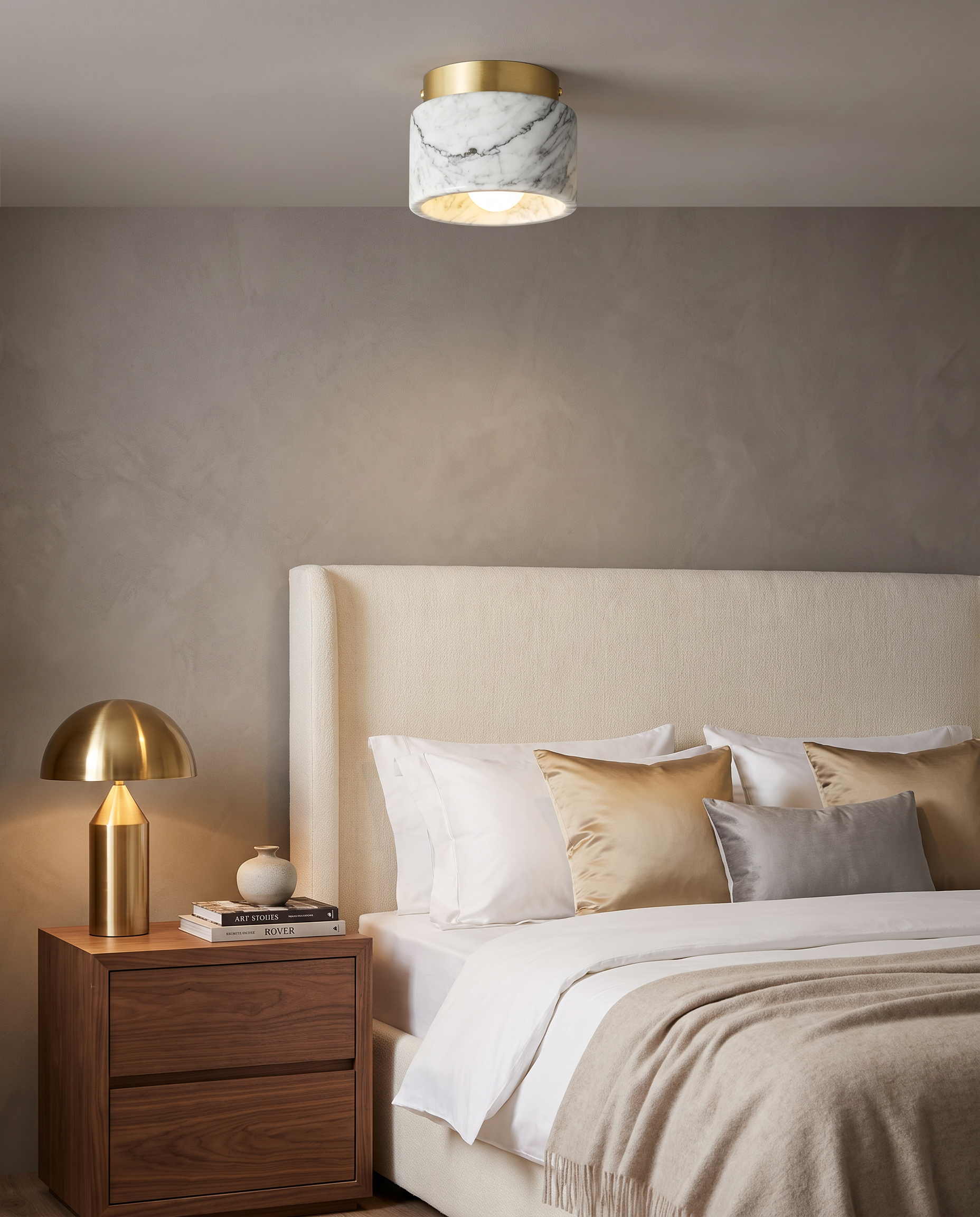 Nordic marble ceiling downlight styled in an elegant bedroom