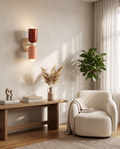 Nordic DualGlow two-sided LED wall lamp styled in a modern living room