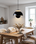 Scandinavian LED pendant light styled above a dining table