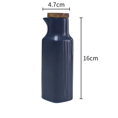 Ceramic oil and vinegar bottle, navy