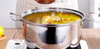 Stainless steel pot on the hob